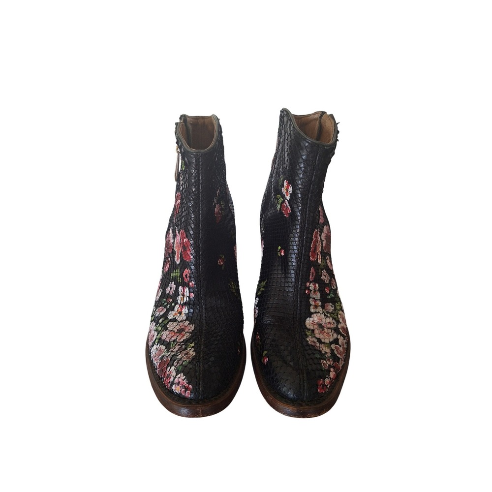 CUADRA Embroidered snake‎ Floral  Leather Ankle Bootie Size 8